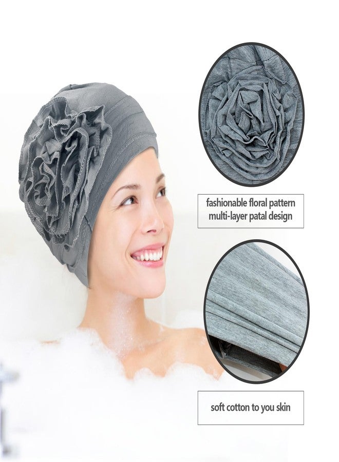 PQJSJDR 6 Pack Cotton Chemo Turbans for Women,Ultra-Soft Cancer Headwear, Elastic Chemo Hats & Head Coverings for Hair Loss Patients, Breathable Headbands & Turban Wraps (6 Colors) - Image 2